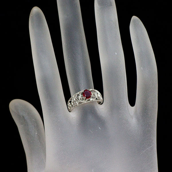 Pt900 ルビー ダイヤモンド リング 0.63ct D0.07ct