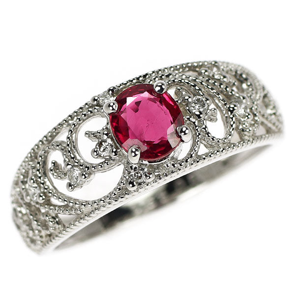 Pt900 ルビー ダイヤモンド リング 0.63ct D0.07ct