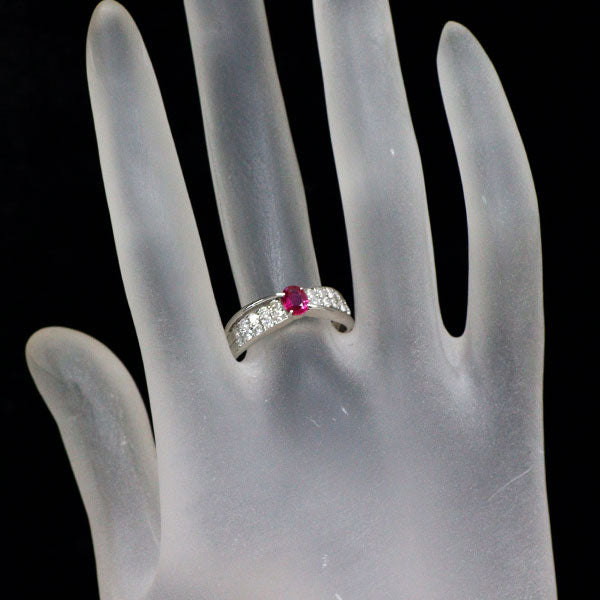 Pt900 ルビー ダイヤモンド リング 0.45ct D0.50ct