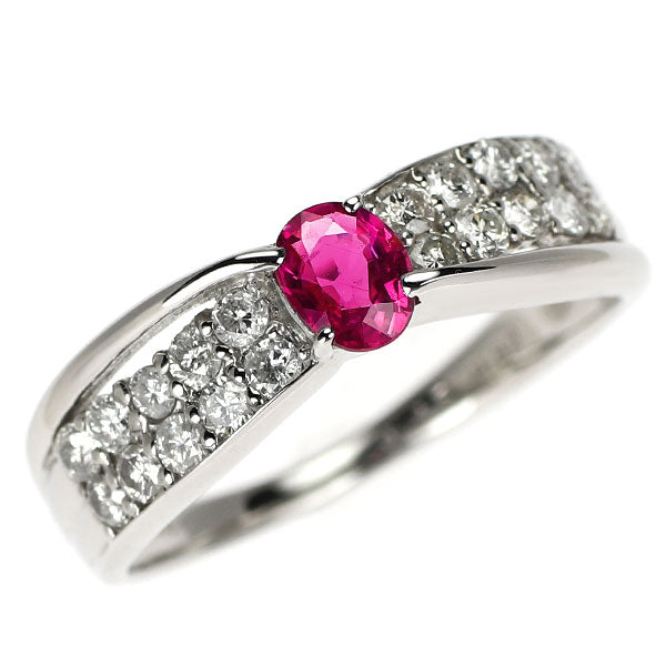 Pt900 ルビー ダイヤモンド リング 0.45ct D0.50ct