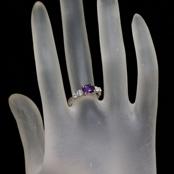 Pt900 アメジスト ダイヤモンド リング 0.70ct D0.37ct