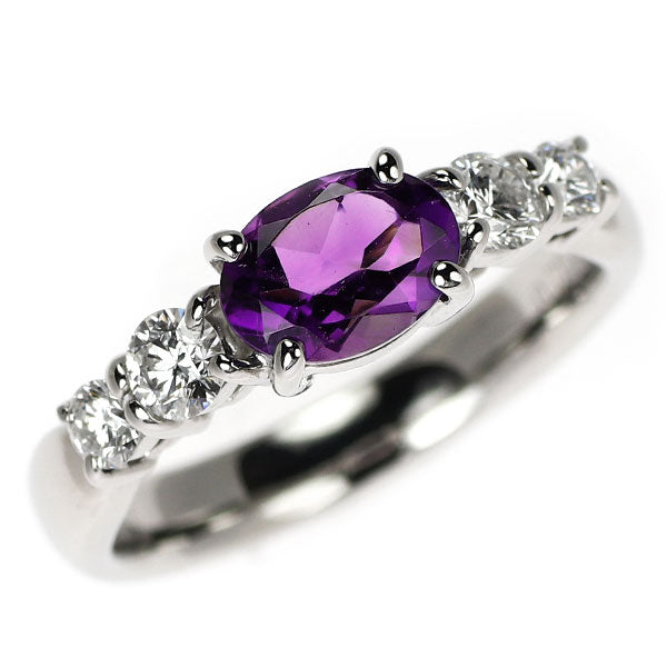 Pt900 アメジスト ダイヤモンド リング 0.70ct D0.37ct