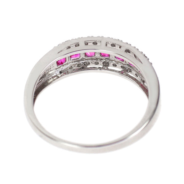 Pt900 ピンク サファイア ダイヤモンド リング 0.44ct D0.08ct