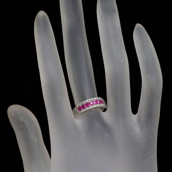 Pt900 ピンク サファイア ダイヤモンド リング 0.44ct D0.08ct