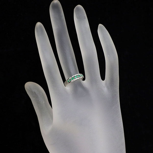 Pt900 エメラルド ダイヤモンド リング 0.15ct D0.032ct