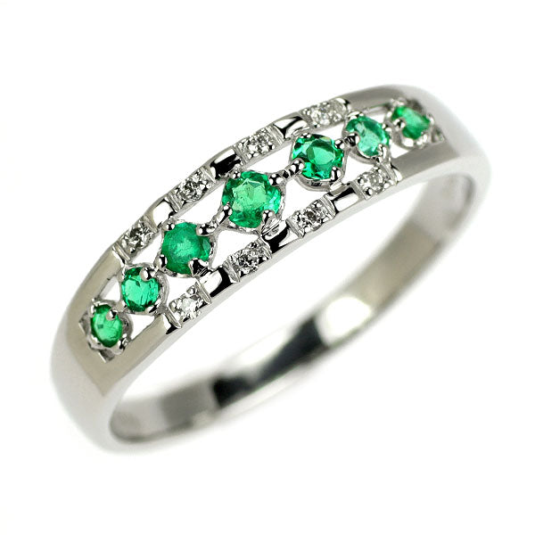 Pt900 エメラルド ダイヤモンド リング 0.15ct D0.032ct