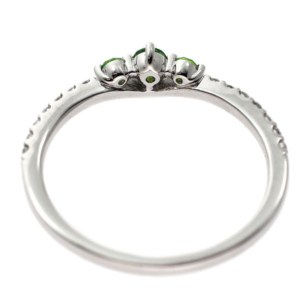 Pt950 グリーンガーネット ダイヤモンド リング 0.12ct D0.10ct