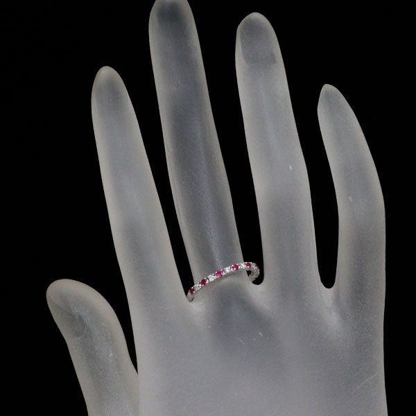 Pt950 ルビー ダイヤモンド リング 0.13ct D0.09ct ハーフエタニティ