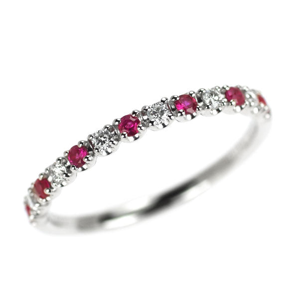 Pt950 ルビー ダイヤモンド リング 0.13ct D0.09ct ハーフエタニティ