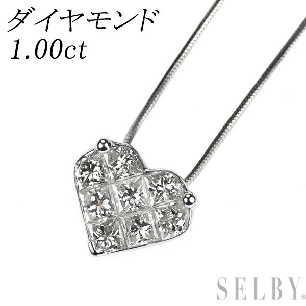 Pt950/ Pt850 ダイヤモンド ペンダントネックレス 1.00ct ハート ミステリーセッティング