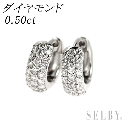 K18WG ダイヤモンド フープ ピアス 0.50ct パヴェ — セルビー 