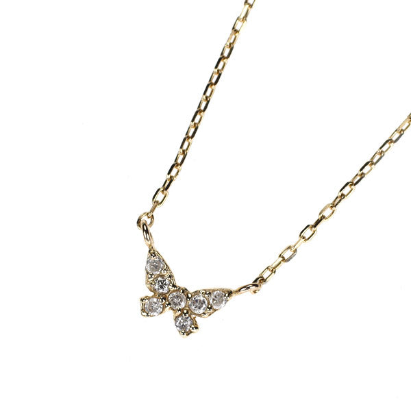 K10YG ダイヤモンド ペンダントネックレス 0.03ct 蝶