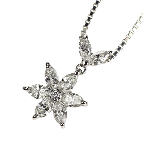 Pt900/ Pt850 ダイヤモンド ペンダントネックレス 1.00ct フラワー