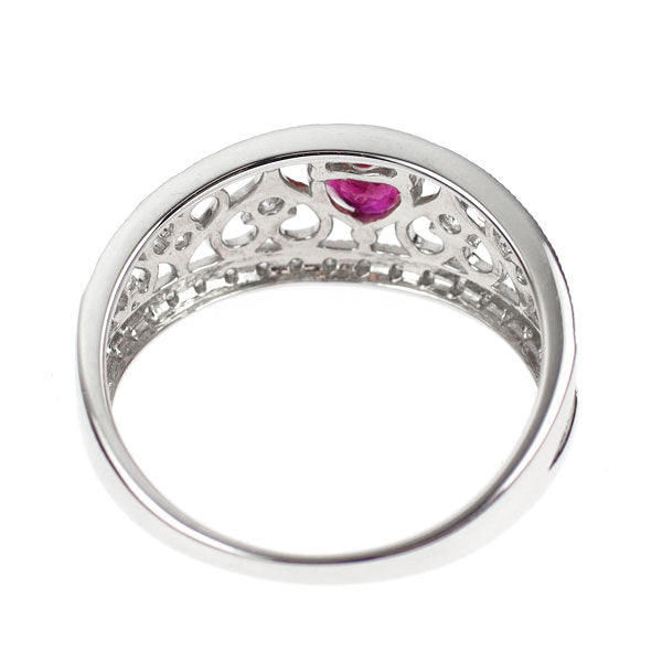 Pt900 ハートシェイプ ルビー ダイヤモンド リング 0.34ct D0.23ct