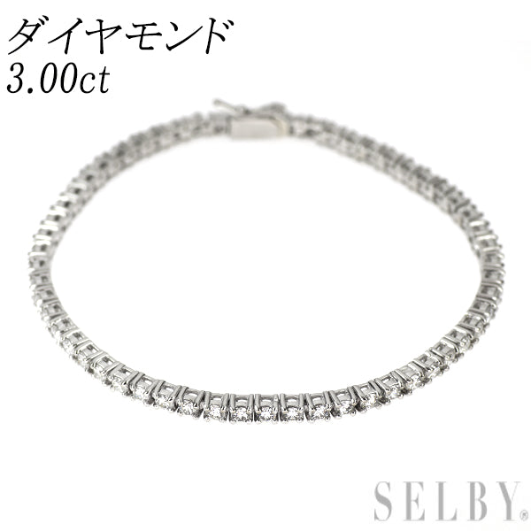 Pt850 ダイヤモンド テニス ブレスレット 3.00ct