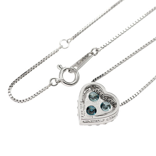 Pt900/ Pt850 トリートブルー/カラーレス ダイヤモンド ペンダントネックレス 0.68ct D0.26ct ハート