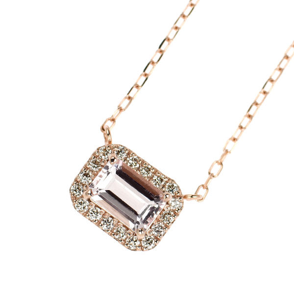 K18PG モルガナイト ダイヤモンド ペンダントネックレス 0.51ct D0.11ct