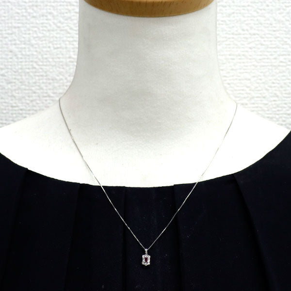 Pt900/ Pt850 ルビー ダイヤモンド ペンダントネックレス 0.07ct D0.15ct