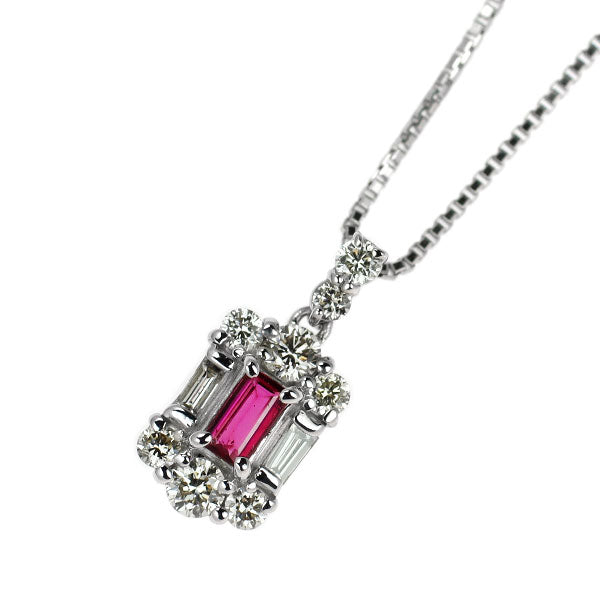 Pt900/ Pt850 ルビー ダイヤモンド ペンダントネックレス 0.07ct D0.15ct