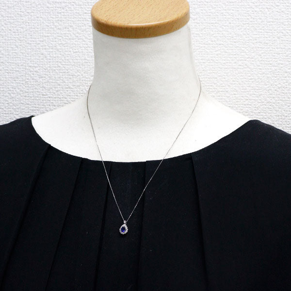 Pt900/ Pt850 サファイア ダイヤモンド ペンダントネックレス 0.52ct D0.30ct