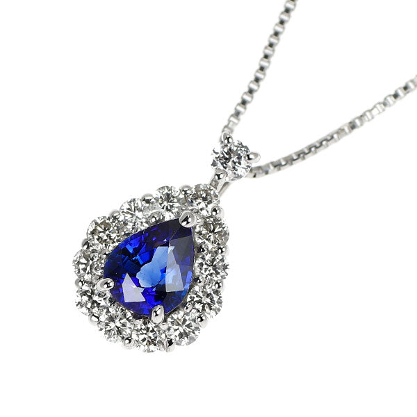 Pt900/ Pt850 サファイア ダイヤモンド ペンダントネックレス 0.52ct D0.30ct