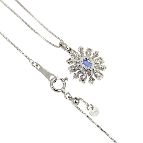 Pt900/ Pt850 サファイア ダイヤモンド ペンダントネックレス 0.63ct D0.45ct