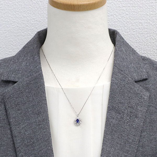 Pt900/ Pt850 サファイア ダイヤモンド ペンダントネックレス 0.63ct D0.45ct