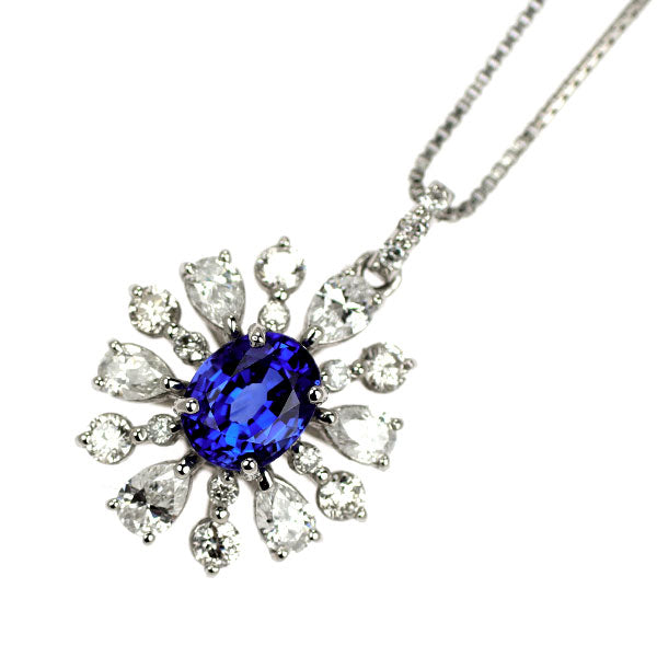 Pt900/ Pt850 サファイア ダイヤモンド ペンダントネックレス 0.63ct D0.45ct