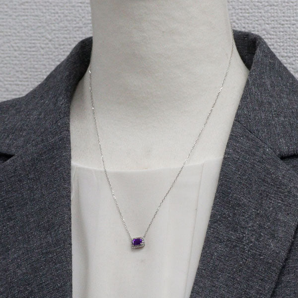 Pt850 アメジスト ダイヤモンド ペンダントネックレス 0.64ct D0.11ct