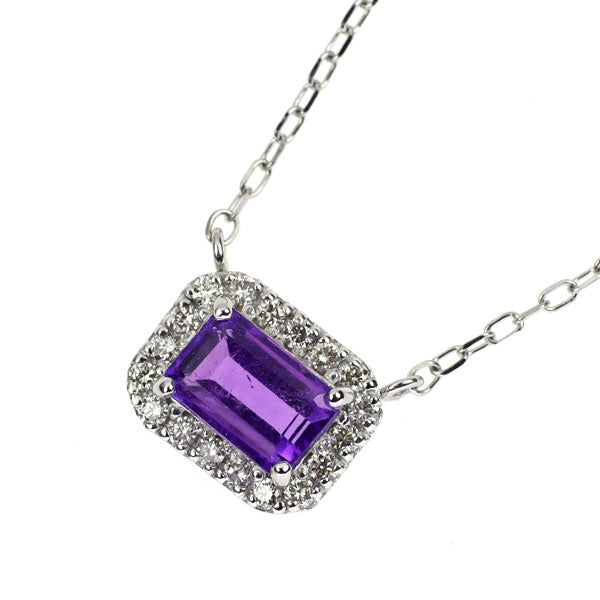Pt850 アメジスト ダイヤモンド ペンダントネックレス 0.64ct D0.11ct