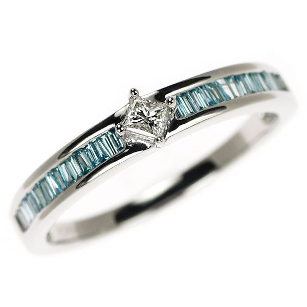 K18WG アイスブルー/カラーレス ダイヤモンド リング 0.28ct