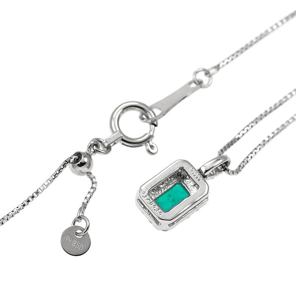 Pt900/ Pt850 エメラルド ダイヤモンド ペンダントネックレス 0.17ct D0.10ct