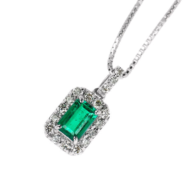 Pt900/ Pt850 エメラルド ダイヤモンド ペンダントネックレス 0.17ct D0.10ct