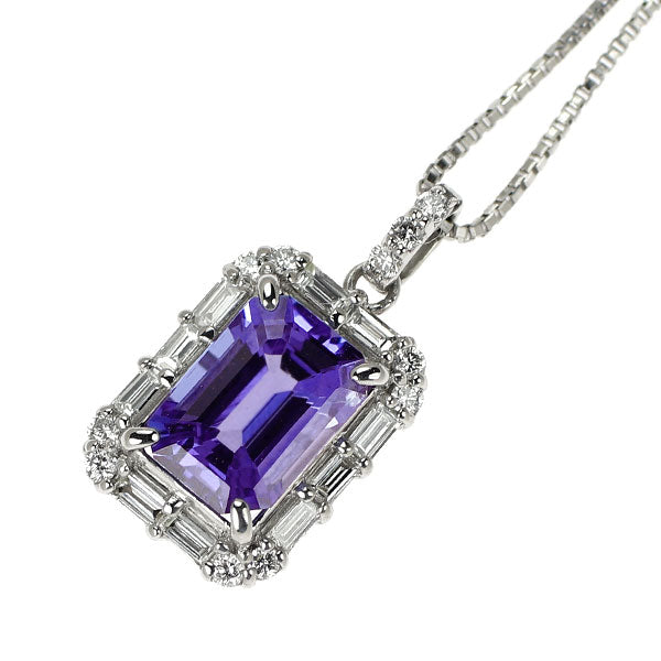 Pt900/ Pt850 タンザナイト ダイヤモンド ペンダントネックレス 0.87ct D0.17ct