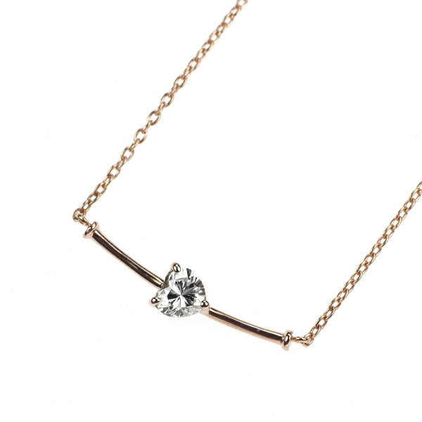 K18PG ハートシェイプ ダイヤモンド ペンダントネックレス 0.15ct