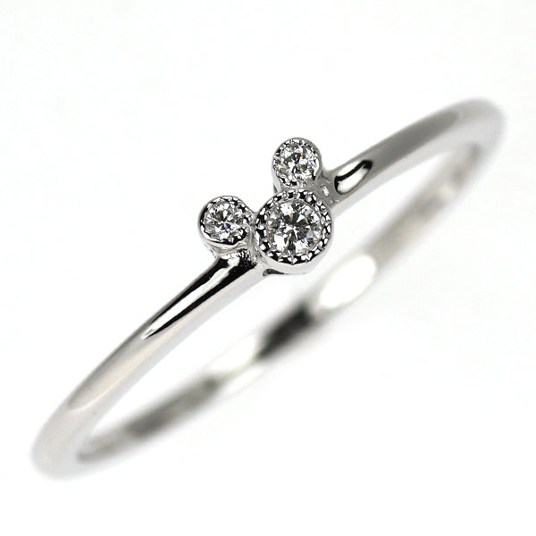 ディズニー K18WG ダイヤモンド リング 0.03ct ミッキーマウス