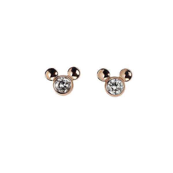 ケイウノ/ディズニー K18PG ダイヤモンド ピアス 0.04ct ミッキーマウス