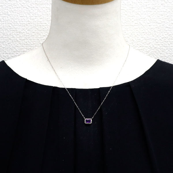 Pt850 アメジスト ダイヤモンド ペンダントネックレス 0.68ct D0.11ct