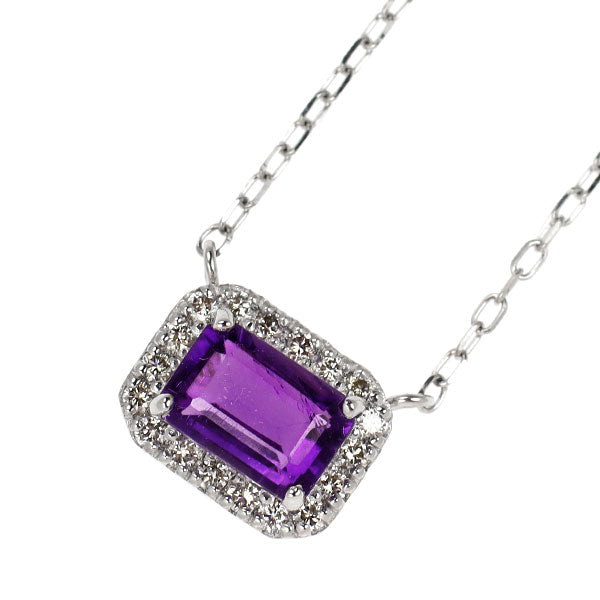 Pt850 アメジスト ダイヤモンド ペンダントネックレス 0.68ct D0.11ct
