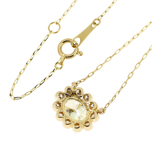 K18YG オーバル ダイヤモンド ペンダントネックレス 1.014ct D0.23ct