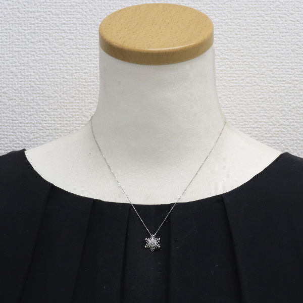 K18WG ダイヤモンド ペンダントネックレス 0.08ct 雪の結晶