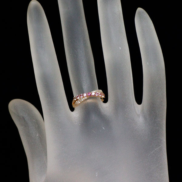 K18PG ピンクサファイア ダイヤモンド リング 0.34ct D0.12ct