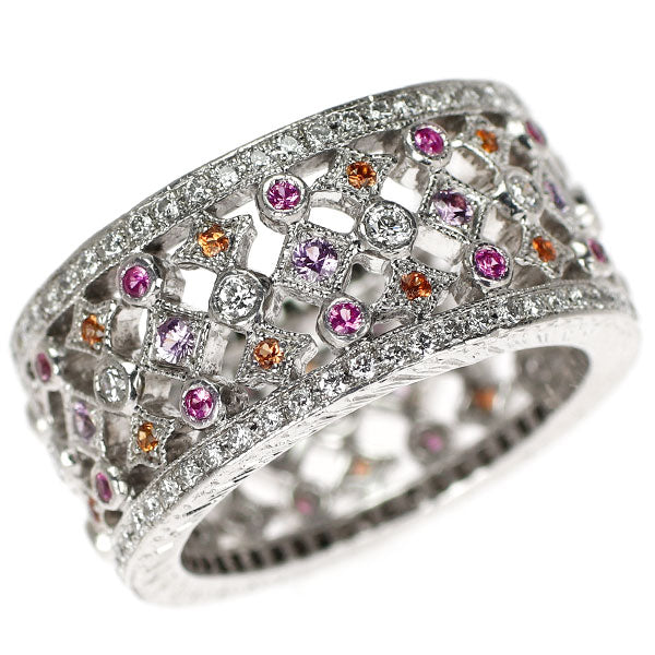 K18WG ピンク/オレンジ サファイア ダイヤモンド リング 0.59ct D0.59ct