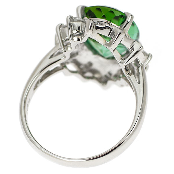 Pt900 グリーン トルマリン ダイヤモンド リング 5.03ct D0.78ct