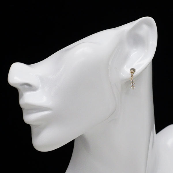 K18YG ダイヤモンド ピアス 0.32ct スリーストーン