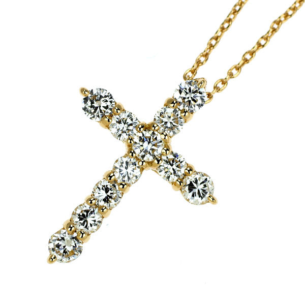 K18YG ダイヤモンド ペンダントネックレス 0.50ct クロス