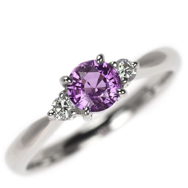 Pt900 パープルサファイア ダイヤモンド リング 0.68ct D0.12ct