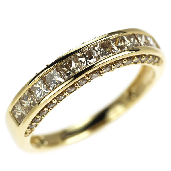 GSTV K18YG プリンセスカット/ラウンドブリリアントカット ダイヤモンド リング 1.20ct ハーフエタニティ