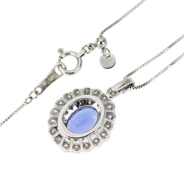 Pt900/ Pt850 サファイア ダイヤモンド ペンダントネックレス 1.12ct D0.58ct