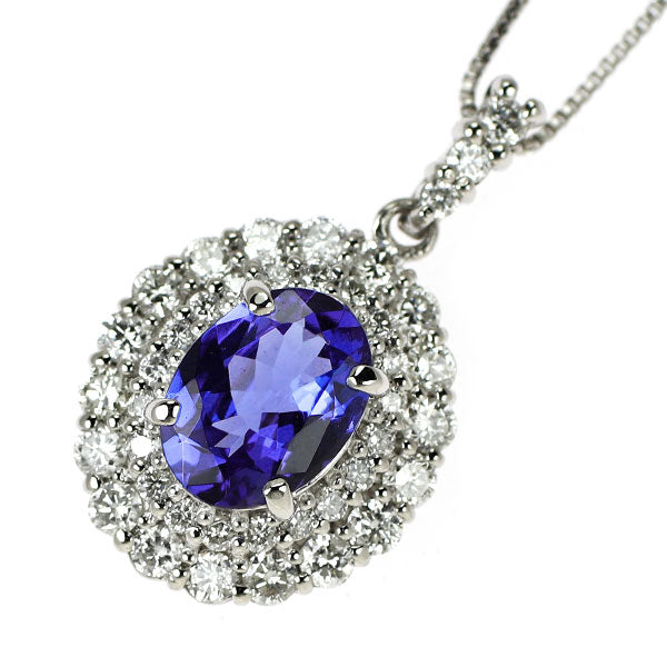 Pt900/ Pt850 サファイア ダイヤモンド ペンダントネックレス 1.12ct D0.58ct